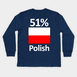 Funny Poland Heritage 51% Polish Flag Kids Long Sleeve T-Shirt